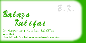 balazs kulifai business card